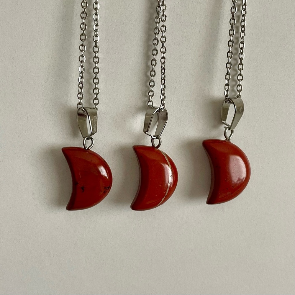 3/$25 Red Jasper Crescent Moon Necklace
